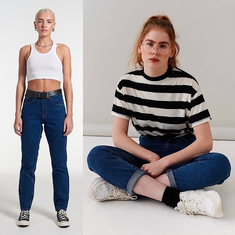 LAZY OAF 90s Heart‎ Button High Waist Straight Leg Ankle Crop Denim Mom Jean 26
